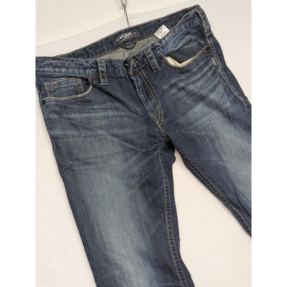 Silver Jeans Nash Mens 36x34 Boot Cut Style Dark Wash Denim Jeans Western